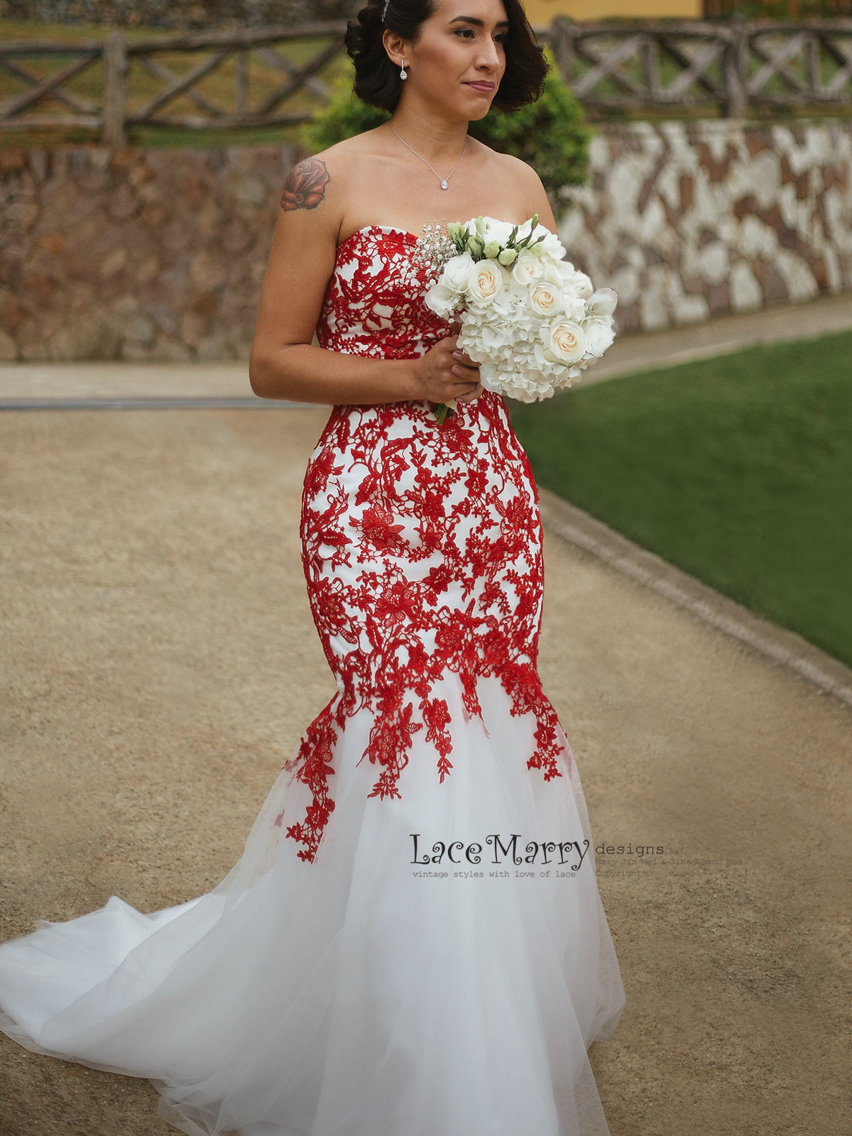 red wedding dress